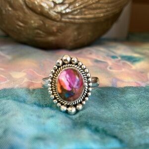 Pink Oyster Turquoise Sterling Silver Ring